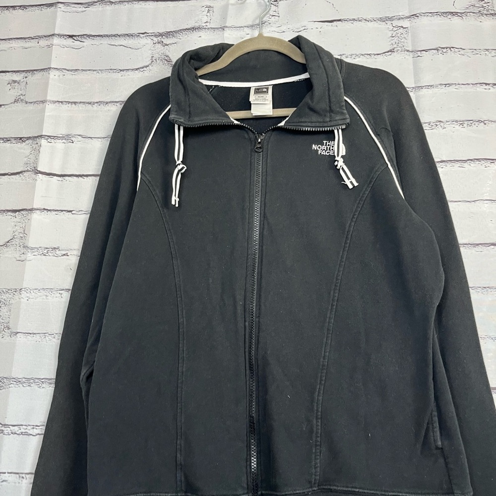 The North Face Women’s XL Fleece Softshell Full-Zip Pullover Jacket Black White - Picture 6 of 14
